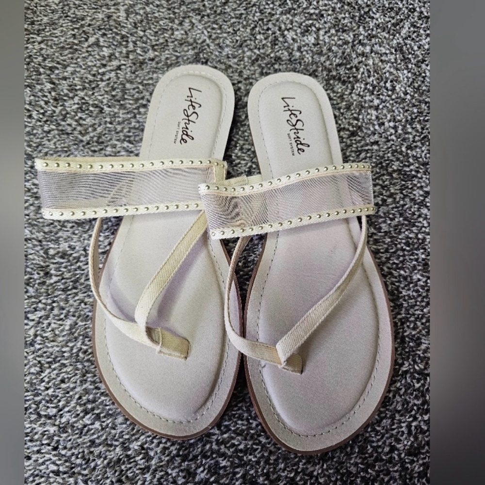 Life Stride Radiant Slip-on Slide Flats Sandals Womens new 6.5 taupe Butter - Picture 5 of 5